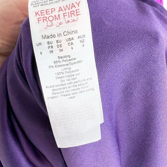 Nasty Gal Dress Womens 4 Midi One Shoulder Open Back Sequin NEW Purple - Picture 13 of 15